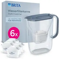 Brita Waterfilterkan Style Essential Cool - 2,4L - Blauw - incl. 6x MAXTRA PRO Pure Performance Waterfilterpatronen - past in de koelkast, met Smart LED Light & klapdeksel