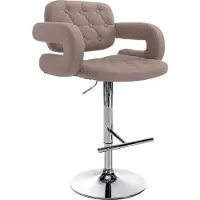 CLP barkruk Dublin, bekleed met stof, in hoogte verstelbaar en draaibaar | Kleur: taupe, frame: chroom
