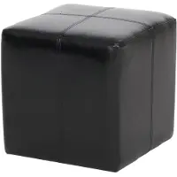 MCW Set van 2 krukjes Zitkubus Opbergdoos Onex, leer + kunstleer, 45x44x44cm MVG-gecertificeerd ~ zwart