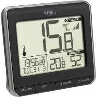 TFA-Dostmann PRIO 30.3069.01 Draadloze thermometer digitaal Zwart, Wit