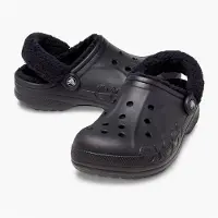 Crocs Baya Gevoerde Pluche Band Klompen Zwart/Zwart