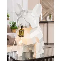 Gilde tafellamp, model "Bulldogge", "Geo", polycarbonaat, wit, verpakkingseenheid 1, lengte 44 cm, breedte 26 cm, hoogte 46 cm. Artikelnummer: 54848, EAN: 4063387548486