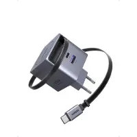 UGREEN X614 GaN snellader, 45W. Inclusief 1x USB-C poort, 1x USB-A poort en 1x afneembaar USB-C kabel