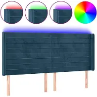 vidaXL Hoofdbord LED 163x16x118/128 cm fluweel donkerblauw