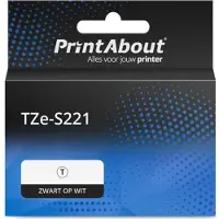 PrintAbout Tape TZe-S221 Zwart op wit (9 mm) geschikt voor Brother