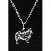 MOOYE ® - Collectie Zilveren Duitse keeshond ketting hanger - groot