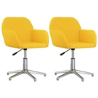 vidaXL Eetkamerstoelen 2 st draaibaar stof mosterdgeel