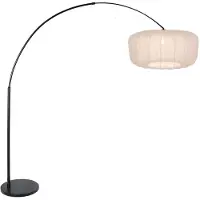 Steinhauer Booglamp Vela Lino 4564ZW zwart met beige-crème kap Ø60 cm