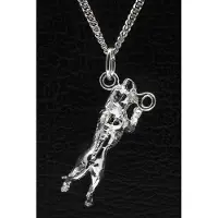 MOOYE ® - Collectie Zilveren Amerikaanse pitt bull terrier hangend aan stok ketting hanger - groot