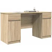 vidaXL Bureau, Sonoma-eikenhout, houtvezel, 140 x 49 x 76 cm