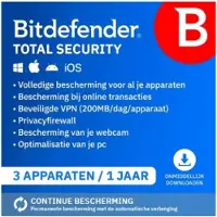 Bitdefender Total Security | 3 Apparaten | 1 Jaar