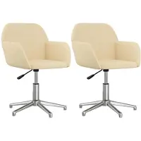 vidaXL Eetkamerstoelen 2 st draaibaar stof crèmekleurig