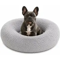 Belviona Donut hondenbed, zacht hondenmand, comfortabel & antislip Ø70 cm lichtgrijs