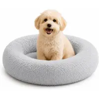 Belviona Donut hondenbed, zacht hondenmand, comfortabel & antislip Ø50 cm lichtgrijs