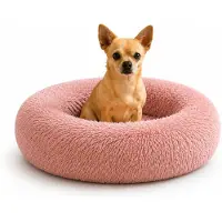 Belviona Donut hondenbed, zacht hondenmand, comfortabel & antislip Ø40 cm oudroze
