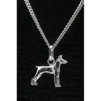 MOOYE ® - Collectie Zilveren Duitse pincher oren gecoupeerd ketting hanger - klein