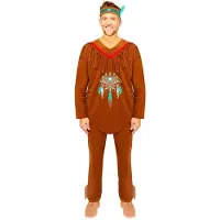 Amscan verkleedpak Native American heren katoen bruin