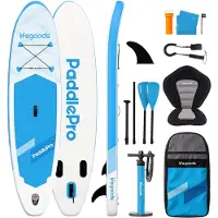LifeGoods SUP Board Allround Compact - Met Zitje - 100 KG Draagkracht - 300 x 76 cm - Opblaasbaar - Compleet SUP pakket - Sky Blue