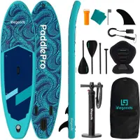 LifeGoods SUP Board Allround Compact - met Zitje - 100 KG Draagkracht - 300 x 76 cm - Opblaasbaar - Compleet SUP pakket - Blauw