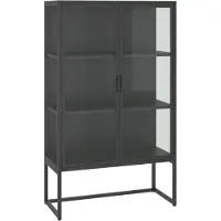 vidaXL Hoge kast 80x35x135 cm staal en gehard glas antracietkleurig