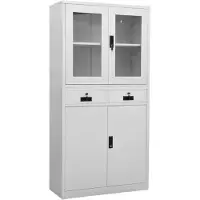 vidaXL Kantoorkast 90x40x180 cm staal en gehard glas lichtgrijs