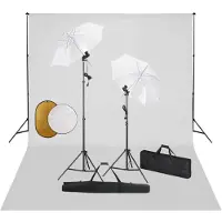 vidaXL Fotostudioset met lampen, paraplu's, achtergrond en reflector