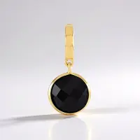Cavill - Zilveren Hanger 18K Goud Verguld met 2,25 ct Ronde Zwarte Spinel - Luxe Handgemaakt Sieraad - Complex Schaakbordslijpsel - Unieke Elegantie