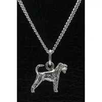 MOOYE ® - Collectie Zilveren Schnauzer middelslag oren gecoupeerd met staart ketting hanger - klein