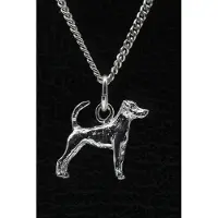 MOOYE ® - Collectie Zilveren Jack russell terrier parson gladhaar met staart ketting hanger - klein