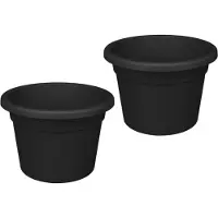 Nicoli Bloempot Rond Premium 30cm + Bodemgaten ANTRACIET / 2 STUKS ! /