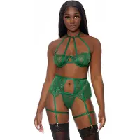 Forplay In Full Bloom - Lingerie Set emerald L