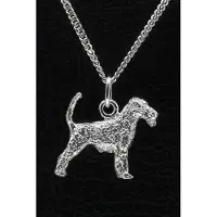 MOOYE ® - Collectie Zilveren Airedale terrier met staart ketting hanger - groot