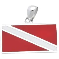 MOOYE ® - Collectie Zilveren Duikvlag rood-wit kettinghanger