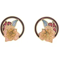 Behave - Oorringen dames - bloemmotief - rood - 2 cm - romantisch rond