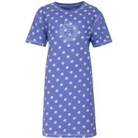 Irresistible Dames Nachthemd - Korte Mouwen - Allover Geprint - Blauw - Maat L