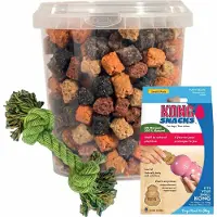 Kong Combideal: Puppy Snacks 300 g + Mixtrainers Emmer 850 ml + Stevig flostouw
