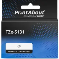 PrintAbout Huismerk vervangt Brother TZe-S131 Tape Zwart op transparant (12 mm)