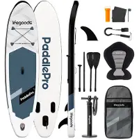 LifeGoods SUP Board Allround Compact - Met Zitje - 100 KG Draagkracht - 300 x 76 cm - Opblaasbaar - Compleet SUP pakket - Zwart/Wit