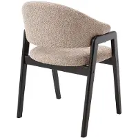 Vente-unique Set van 6 stoelen met armleuningen in bouclé stof en rubberhout - Taupe en zwart - SOLUNA