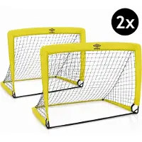 Umbro Pop-Up Voetbaldoel Set van 2 - Voetbal Goals 120 x 90 x 90 cm - Voetbaldoelen met Draagtas en Grondpennen - voor Buiten en Binnen - Voetbal Trainingsmateriaal - Geek