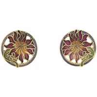 Behave - Oorclips dames - bloemmotief - rood en zwart - 2 cm