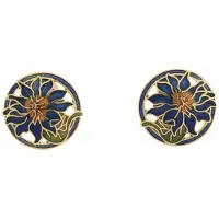 Behave - Oorclips dames - bloemmotief - blauw - 2 cm