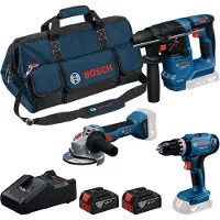 Bosch Gsb18v-25+gbh18v-18+gws18v-8(125)+2x4.0 Elektrische Gereedschapset