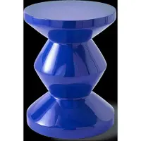 Pols Potten Zig Zag Kruk Donkerblauw - Bijzettafels & buffetten Hout Dark Blue - 510-070-098