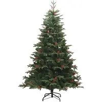 vidaXL Kunstkerstboom met scharnieren dennenappels en bessen 180 cm