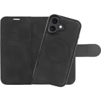 Justin hoesje geschikt voor iPhone 16 Plus Hoesje met Pasjeshouder geschikt voor MagSafe - Uitneembare 2-in-1 Premium Bookcase - Zwart