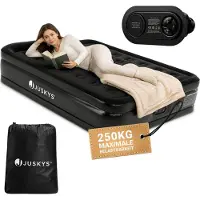 Juskys Luchtbed - Zelfoplbaasbaar - L - Zwart - 197 x 154 x 45 cm - Incl. Opbergtas