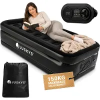 Juskys – Zelfopblaasbaar Luchtbed – 191 x 91 x 44 cm & Ingebouwde Elektrische Pomp – Voorzien Van 150 kg Draagvermogen En Inclusief Draagtas – Voor Kamperen En Gasten – Zwart Pvc