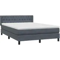 vidaXL Boxspring met matras fluweel donkergrijs 160x210 cm