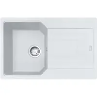 Franke spoel URBAN UBG 611-78 in de kleur GLACIER, met draaiende mengkraan. Roestvrij staal / Uitsparing: 760 x 480 mm, R15 / Granieten spoel
